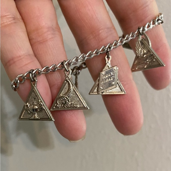 Sterling Silver Charlas Bracelet - Sorority - Pyramids - Vintage - Picture 2 of 13